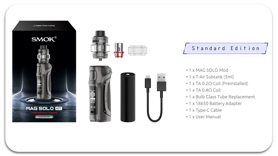 جعبه ویپ Smok Mag Solo – اقلام داخل پک
