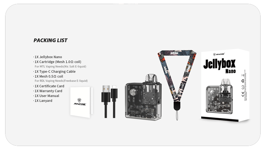 محتوا جعبه پاد جلی باکس نانو رینکو RINCOE JELLY BOX NANO KIT