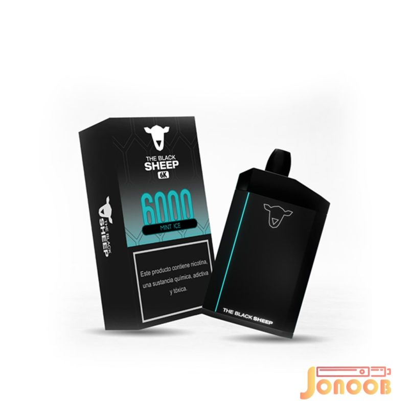 پاد یکبار مصرف نعنا یخ 6000 پاف بلک شیپ - Image 1