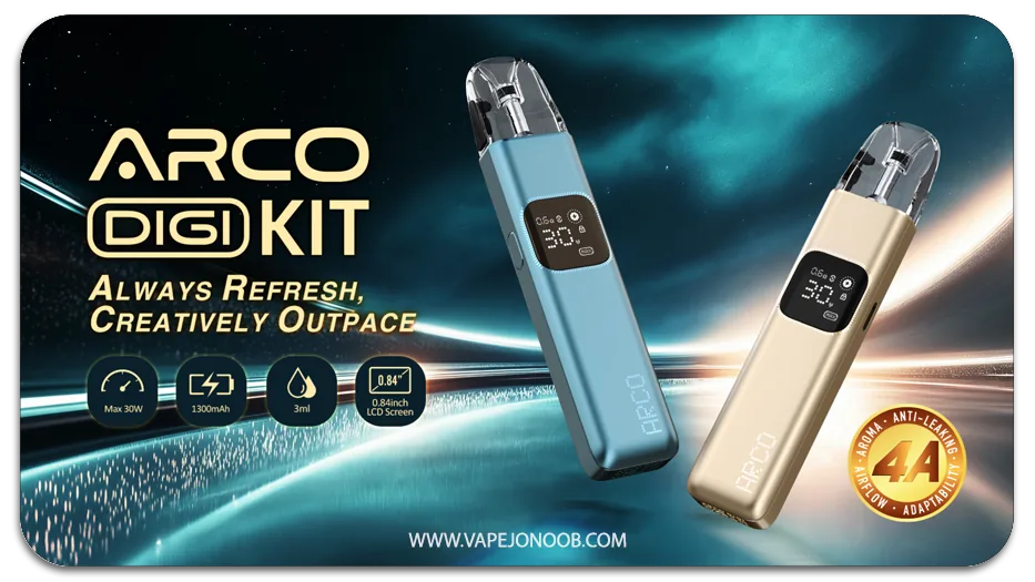 نمای تبلیغاتی پاد SMOK ARCO DIGI در رنگهای آبی و طلایی